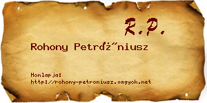Rohony Petróniusz névjegykártya